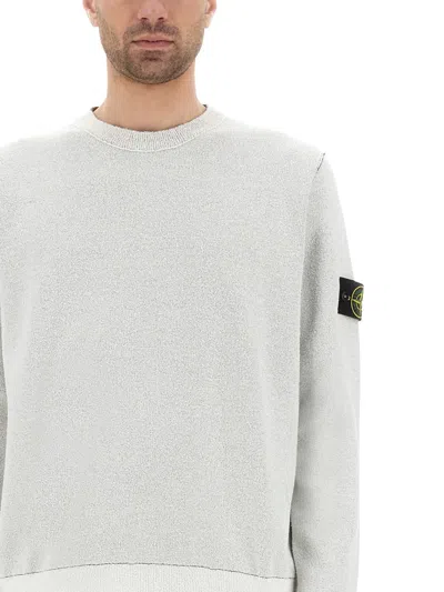 Stone Island Cotton Blend Crew-neck Sweater In White