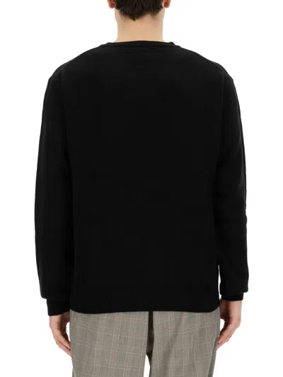 Vivienne Westwood 'alex' Black Crewneck Sweater With Orb Logo Detail On The Front In Black