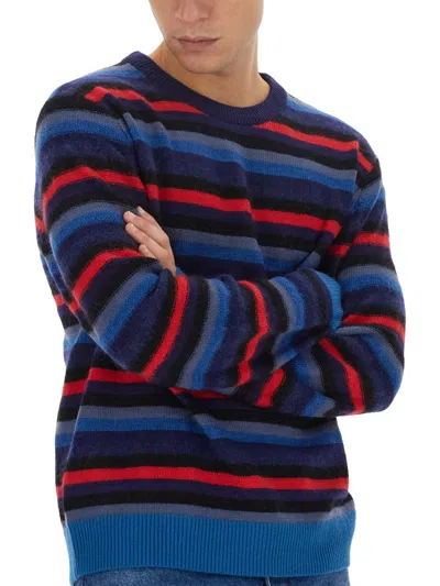 Ps By Paul Smith Ps Paul Smith Jersey With Stripe Pattern In Blue