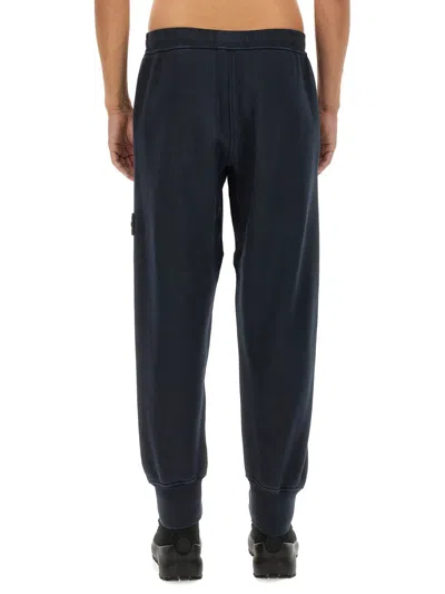 Stone Island Elastic Waistband Regular Fit Ribbed Cuffs Side Pockets In Black
