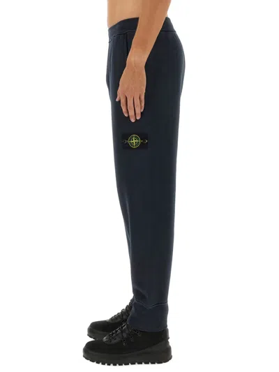 Stone Island Elastic Waistband Regular Fit Ribbed Cuffs Side Pockets In Black