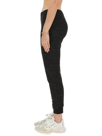 Moschino Cotton Joggers With Ribbed Elastic Waist In Black