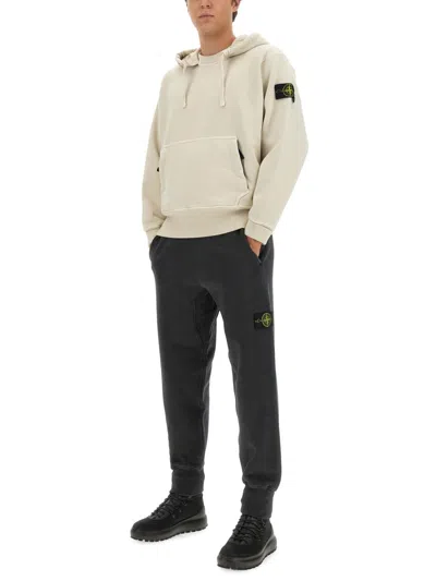 Stone Island Elastic Waistband Regular Fit Ribbed Cuffs Side Pockets In Gray
