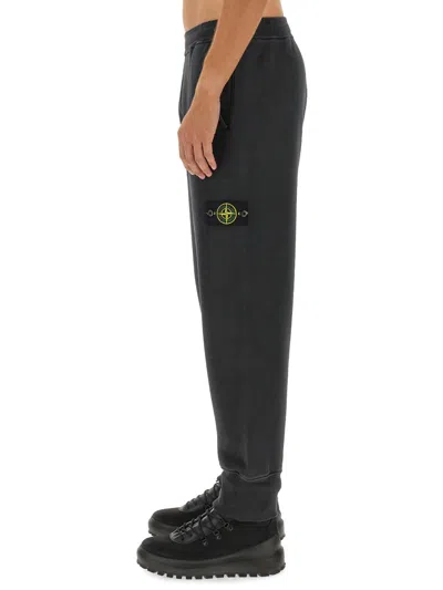 Stone Island Elastic Waistband Regular Fit Ribbed Cuffs Side Pockets In Gray