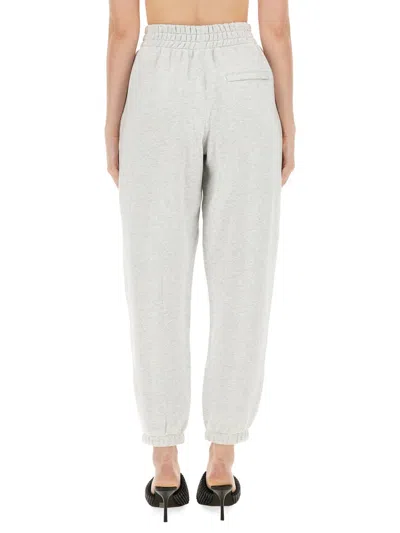 Alexander Wang Puff Logo Sweatpant In Structured Terry In Gray