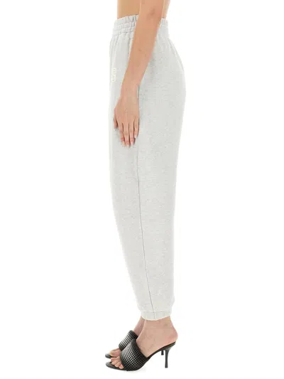 Alexander Wang Puff Logo Sweatpant In Structured Terry In Gray