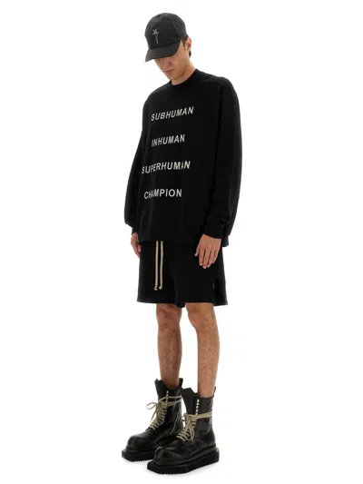 Rick Owens X Champion Text Print Sweatshirt In Black