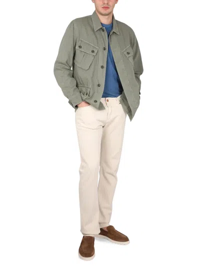 Fay Collared Jacket With Four Front Pockets In Green