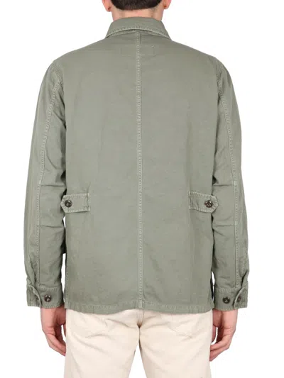 Fay Collared Jacket With Four Front Pockets In Green