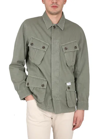 Fay Collared Jacket With Four Front Pockets In Green