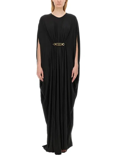 Tom Ford Satin Jersey Kaftan With Golden Belt In Black