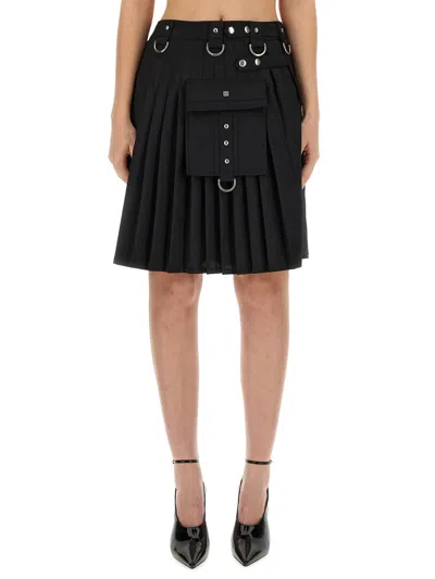 Givenchy Jupe Kilt En Laine Et Mohair In Black