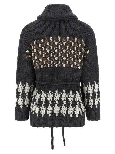 Brunello Cucinelli Knit Cardigan Sweaters And Cardigans Multicolor In Gray