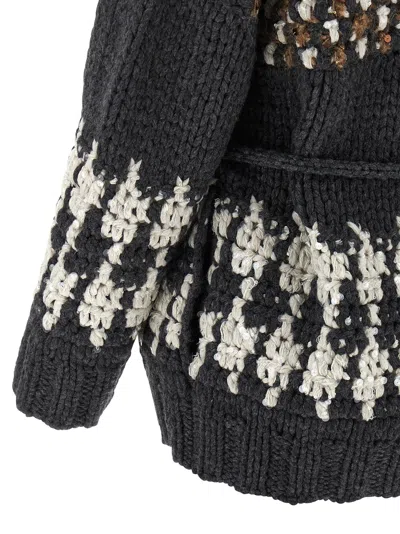 Brunello Cucinelli Knit Cardigan Sweaters And Cardigans Multicolor In Gray