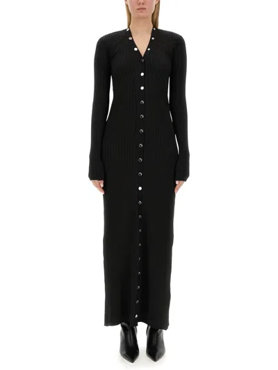 Attico Long Cardigan Dress In Black