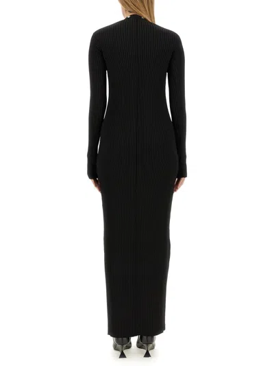 Attico Long Cardigan Dress In Black