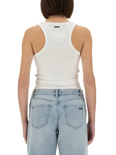 Michael Kors Knit Tank Top With Front Lacing In White