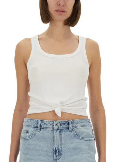 Michael Kors Knit Tank Top With Front Lacing In White