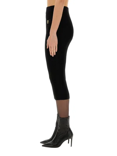 Balmain Viscose-blend Knit Midi Skirt In Black