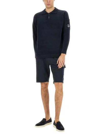 C.p. Company Polo Collar Arm Pocket Knitted In Black