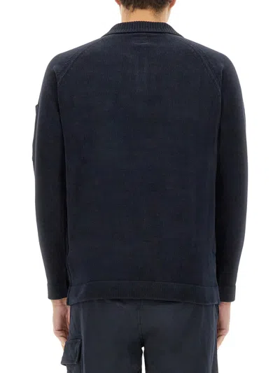 C.p. Company Polo Collar Arm Pocket Knitted In Black