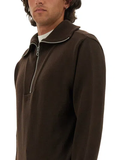 Courrèges Trucker Wool Sweater In Brown