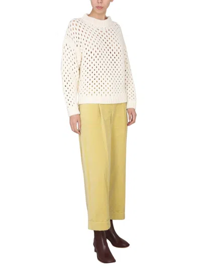 Alysi Cross-neck Knit Sweater With Ribbed Details In Black
