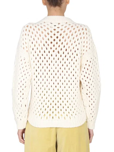 Alysi Cross-neck Knit Sweater With Ribbed Details In Black