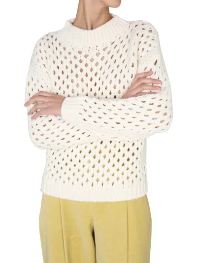 Alysi Cross-neck Knit Sweater With Ribbed Details In Black