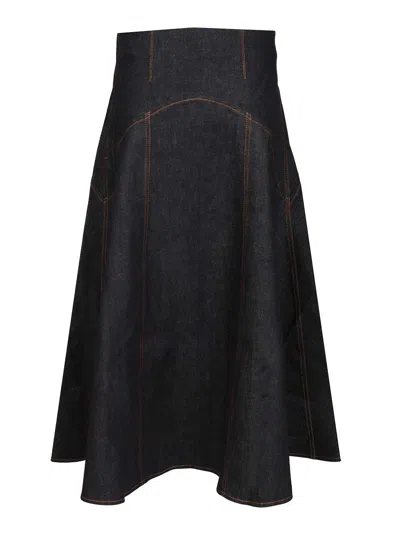 Jacquemus La Jupe Triangle De-nimes Skirts Blue In Black