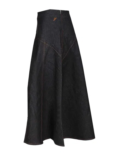 Jacquemus La Jupe Triangle De-nimes Skirts Blue In Black