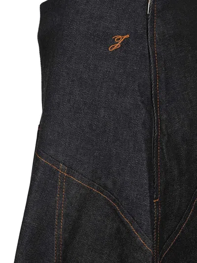 Jacquemus La Jupe Triangle De-nimes Skirts Blue In Black