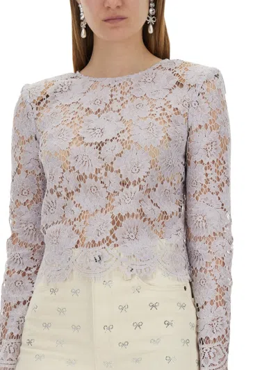 Self-portrait Women's Lace Blouse Top In Purple