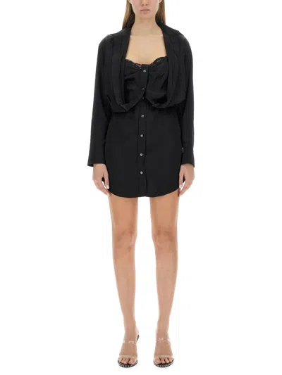 Alexander Wang Layered Chemisier Dress In Black