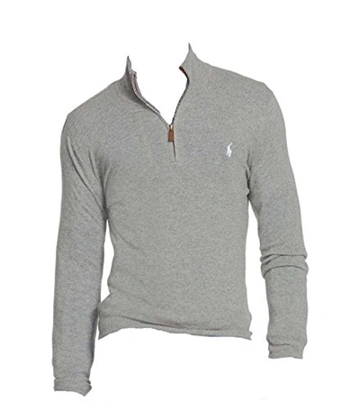 Polo Ralph Lauren Men's French Rib Half Zip Pullover In Gray/white Logo