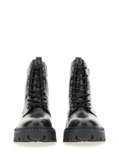 Ash Black Leather Amphibian With Rugged Sole