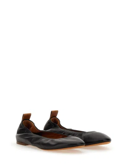 Lanvin Leather Ballerinas In Black