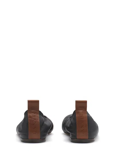 Lanvin Leather Ballerinas In Black