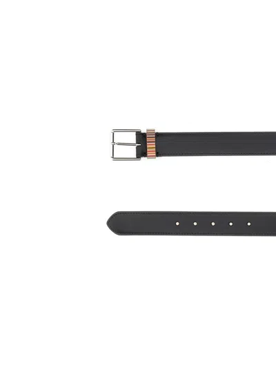 Paul Smith Leather Signature Stripe Belt In Black