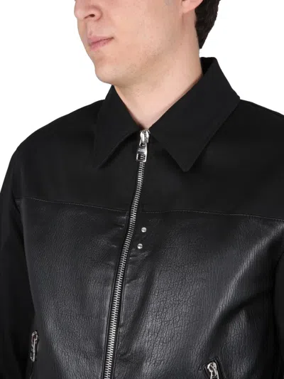 Alexander Mcqueen Leather And Fabric Bomber Jacket In Black