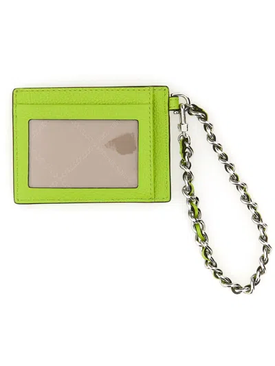 Michael Kors Leather Card Holder In Green