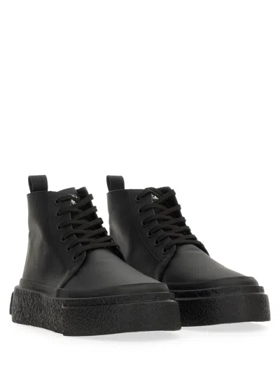 Mm6 Maison Margiela Mm6 Oversized Sole High-top Leather Sneakers In Black