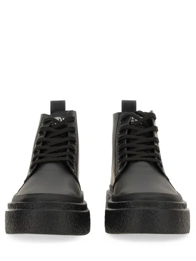 Mm6 Maison Margiela Mm6 Oversized Sole High-top Leather Sneakers In Black