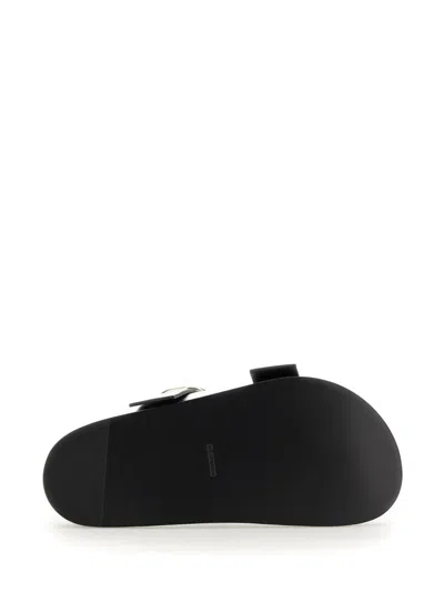 Jil Sander Black Leather Sandals With Buckle Detail