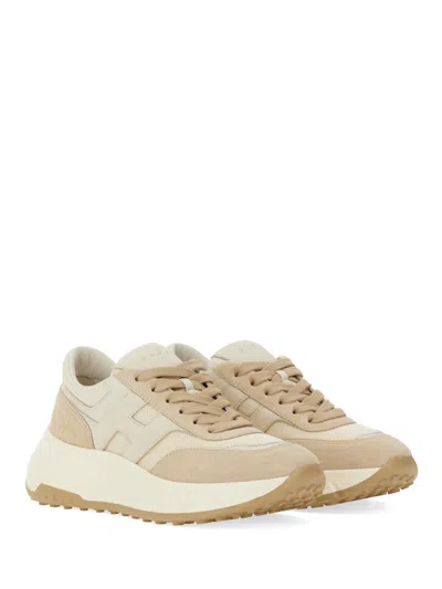 Hogan Leather Sneaker In Nude