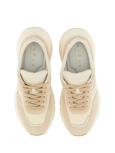 Hogan Leather Sneaker In Nude