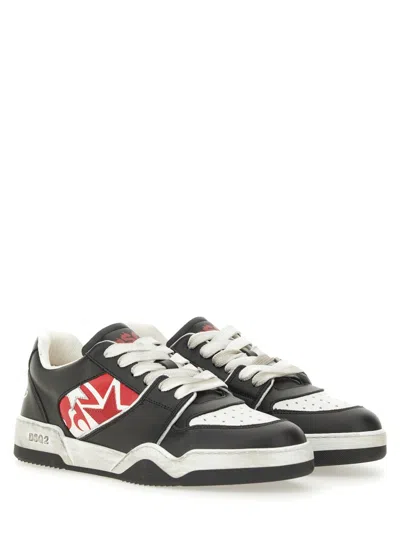 Dsquared2 Black Sneakers With Distressed Effect And Logo On The Heel
