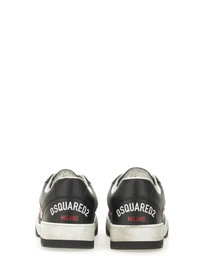 Dsquared2 Black Sneakers With Distressed Effect And Logo On The Heel