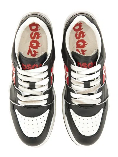 Dsquared2 Black Sneakers With Distressed Effect And Logo On The Heel