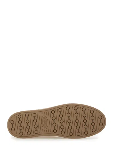 Tod's Round Toe Low-top Rubber Sole Sneakers In Brown